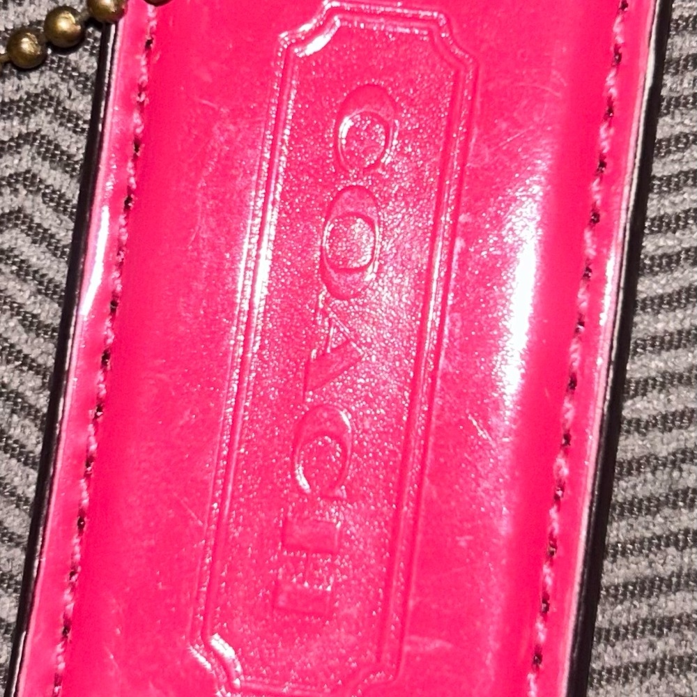 Coach Hot Pink Leather Keychain